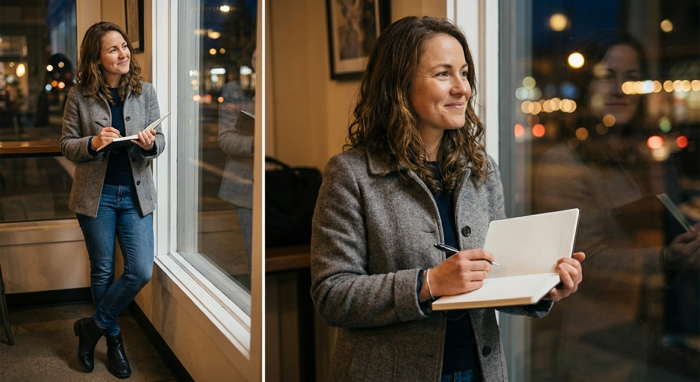 Night cafe scene: quiet companionship.